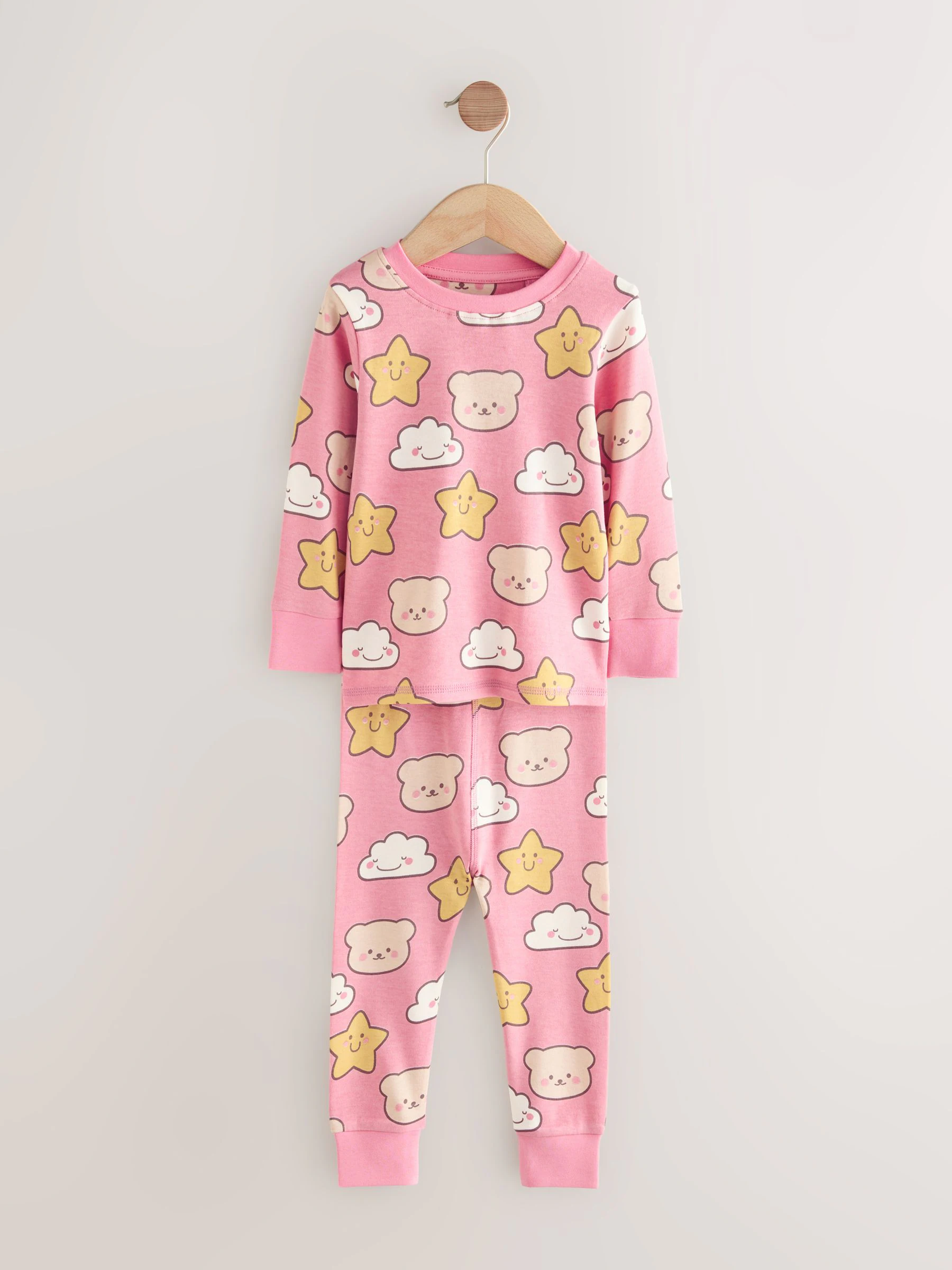 Bruin met beer/Ster - Verpakking van 3 knusse pyjama's (9 mnd-9 jr)