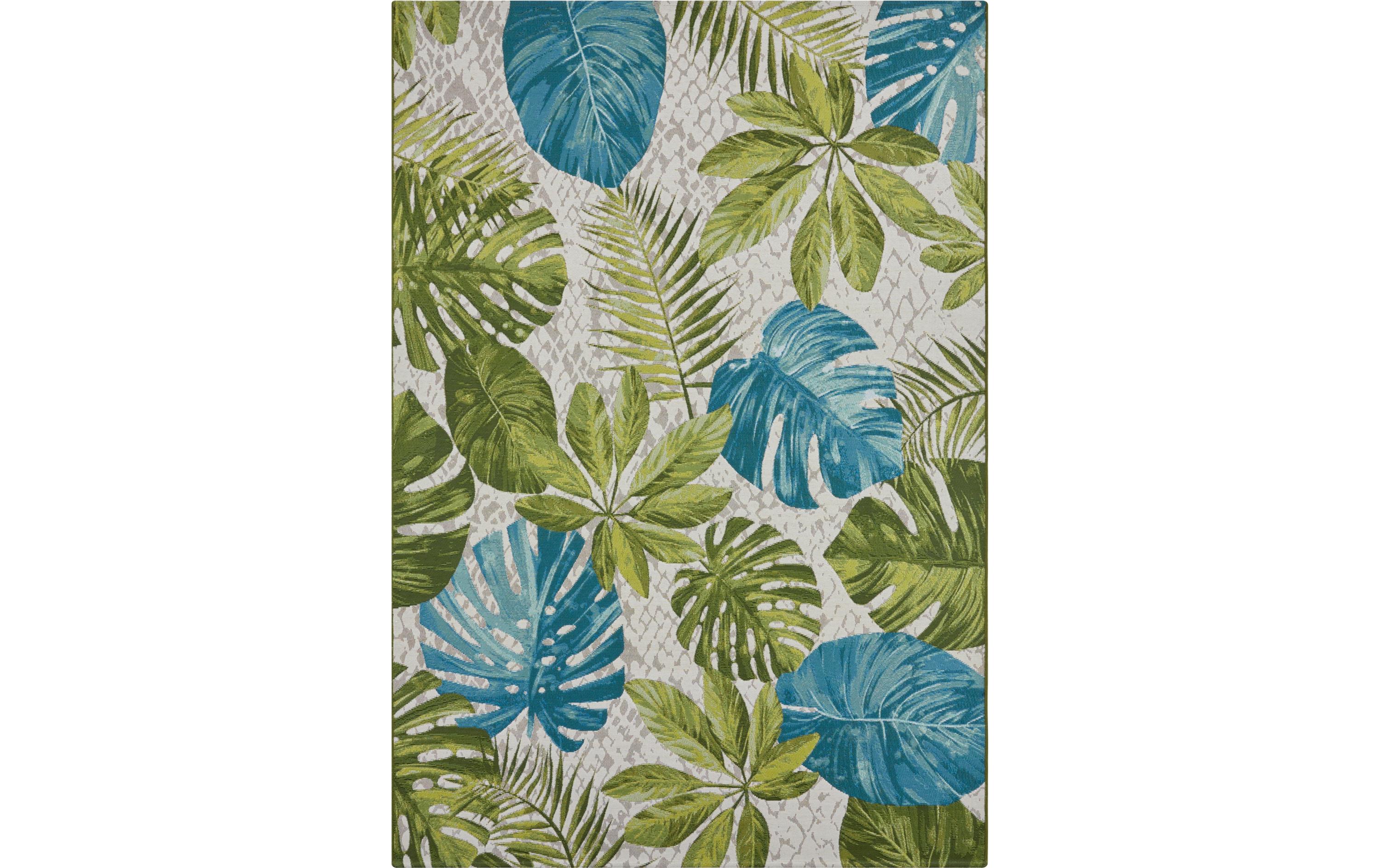 Teppich Tropical Leaves 160 cm x 235 cm, Grün/TürkisIn- & Outdoor Teppich