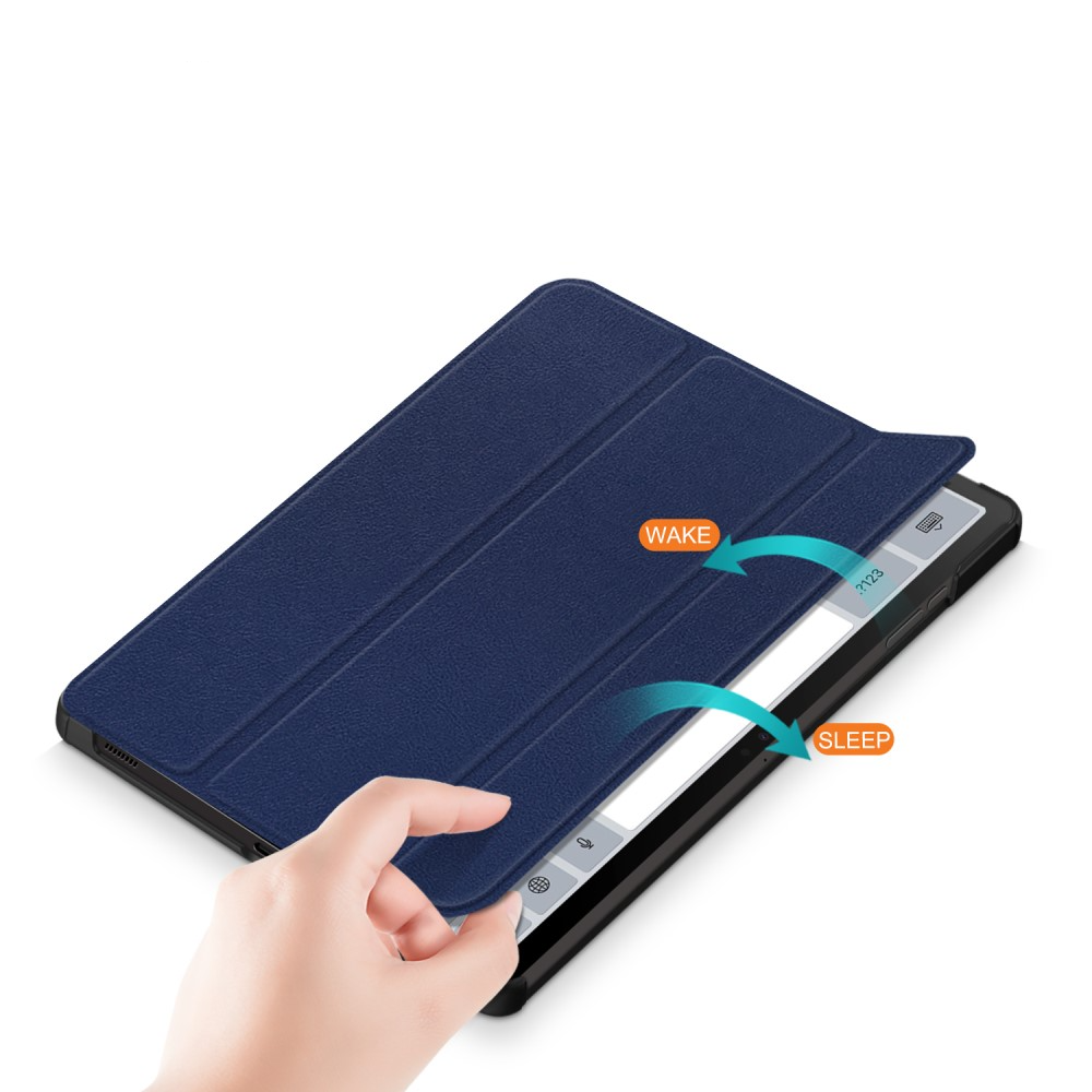 Samsung Galaxy Tab S9  Plus Leder Tasche Smart Cover Hülle Litchi Look   S-Pen Halterung - Blau