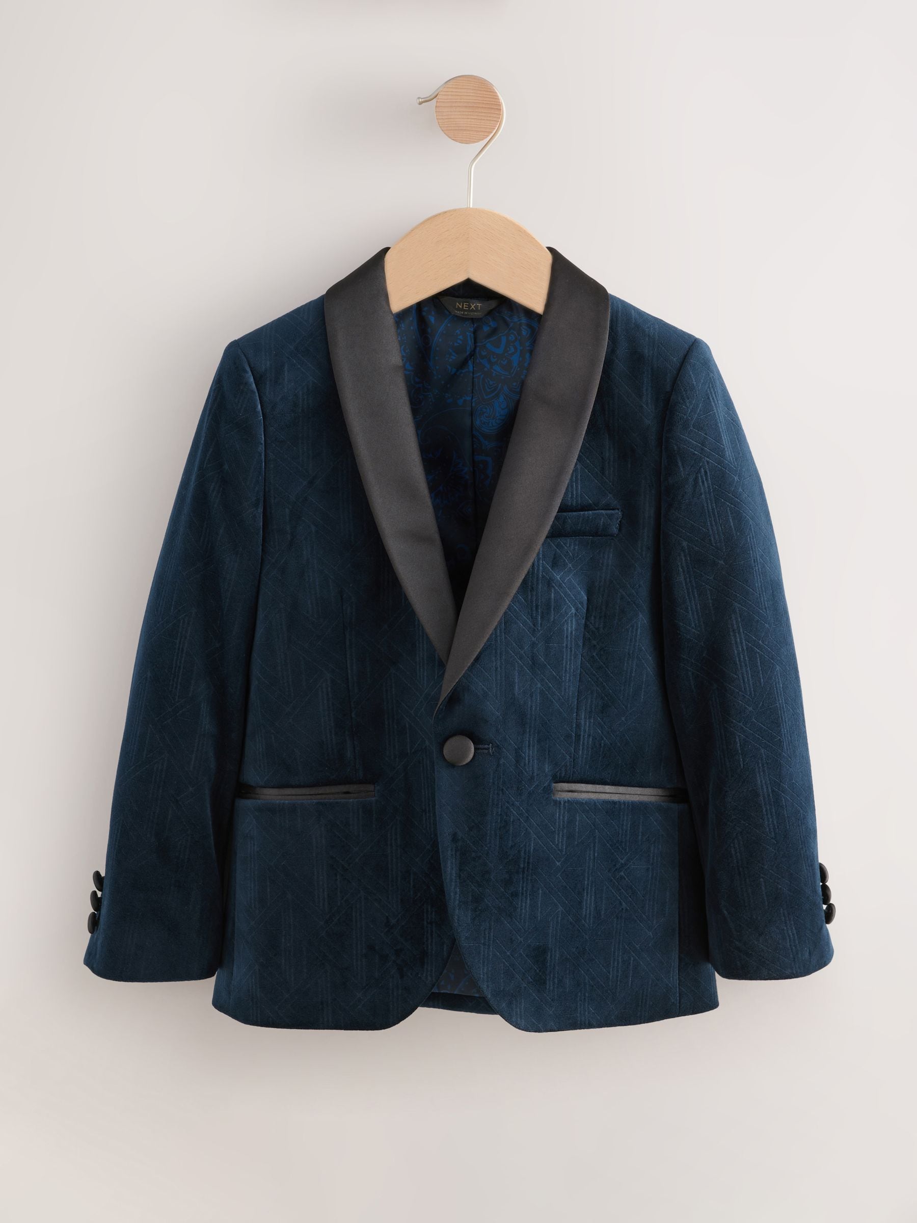 Donkerblauw - Textured Velvet Blazer (3-16yrs)