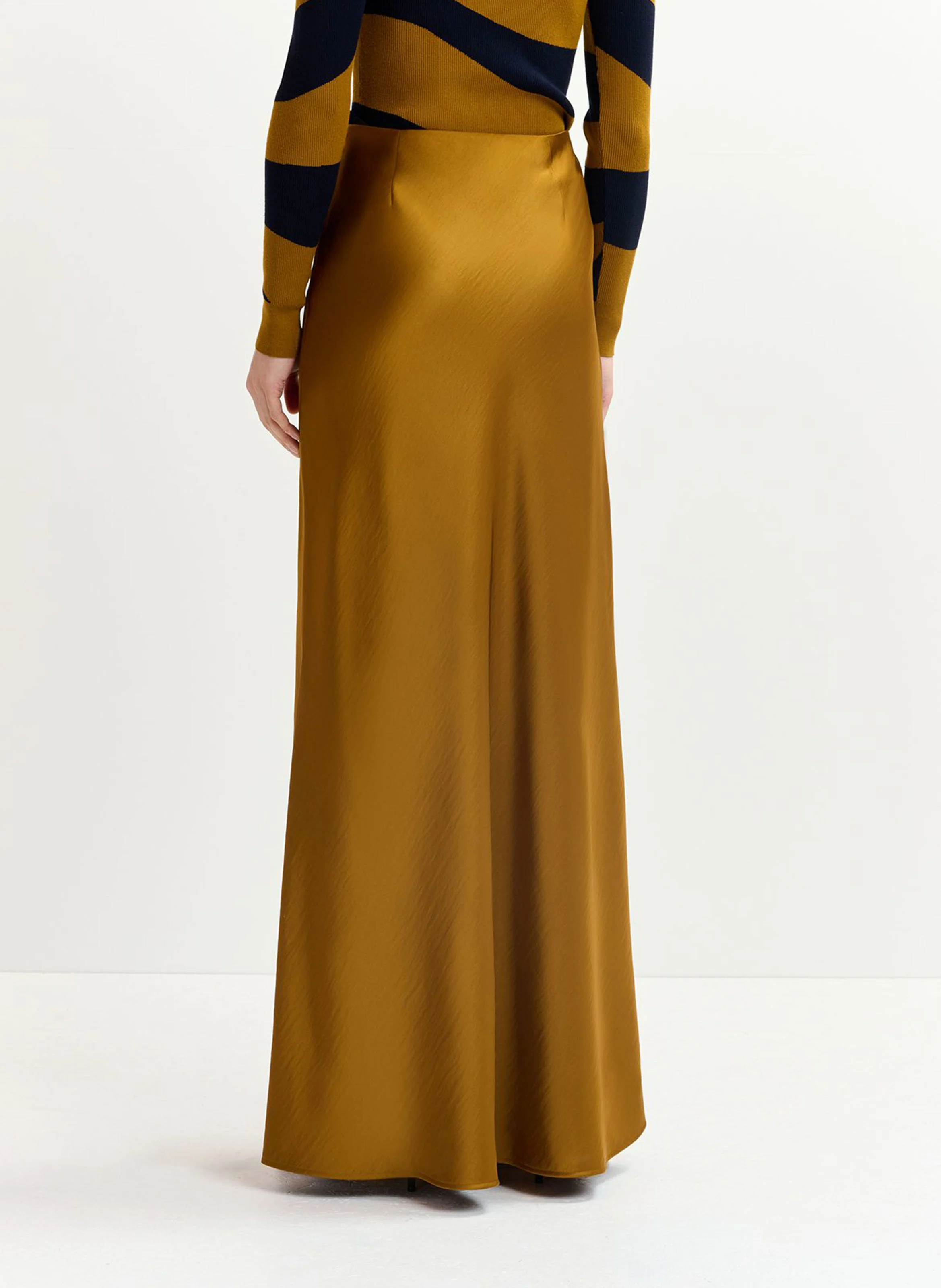 GIADA - Jupe longue en satin | Marron