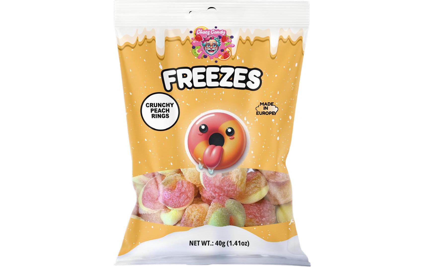 Gummibonbons Peach Rings gefriergetrocknet 40 gGefriergetrocknete Fruchtgummiringe