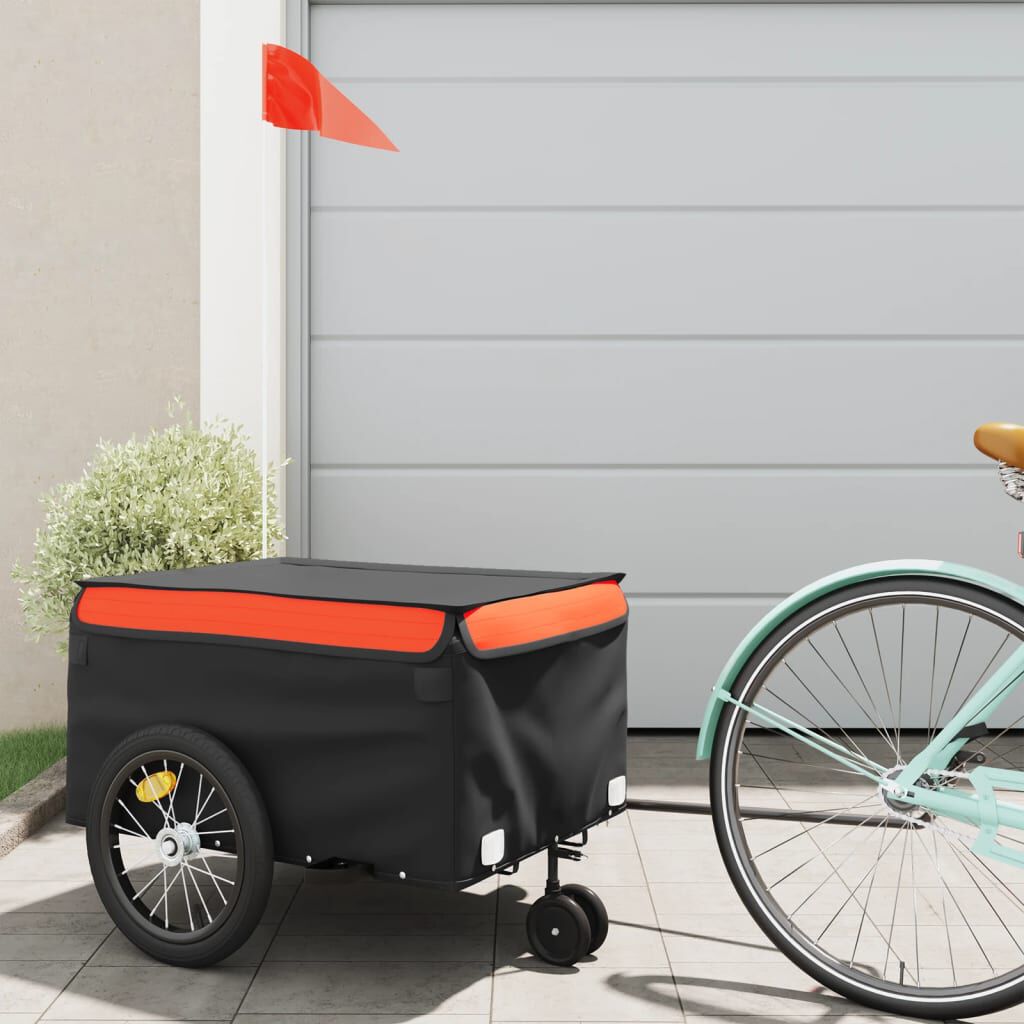 vidaXL Fietskar, zwart en oranje, 45 kg, ijzer
