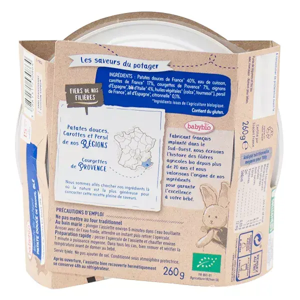 Prato Babybio Evening Meal de Batata Doce e Trigo +15m Orgânico 260g