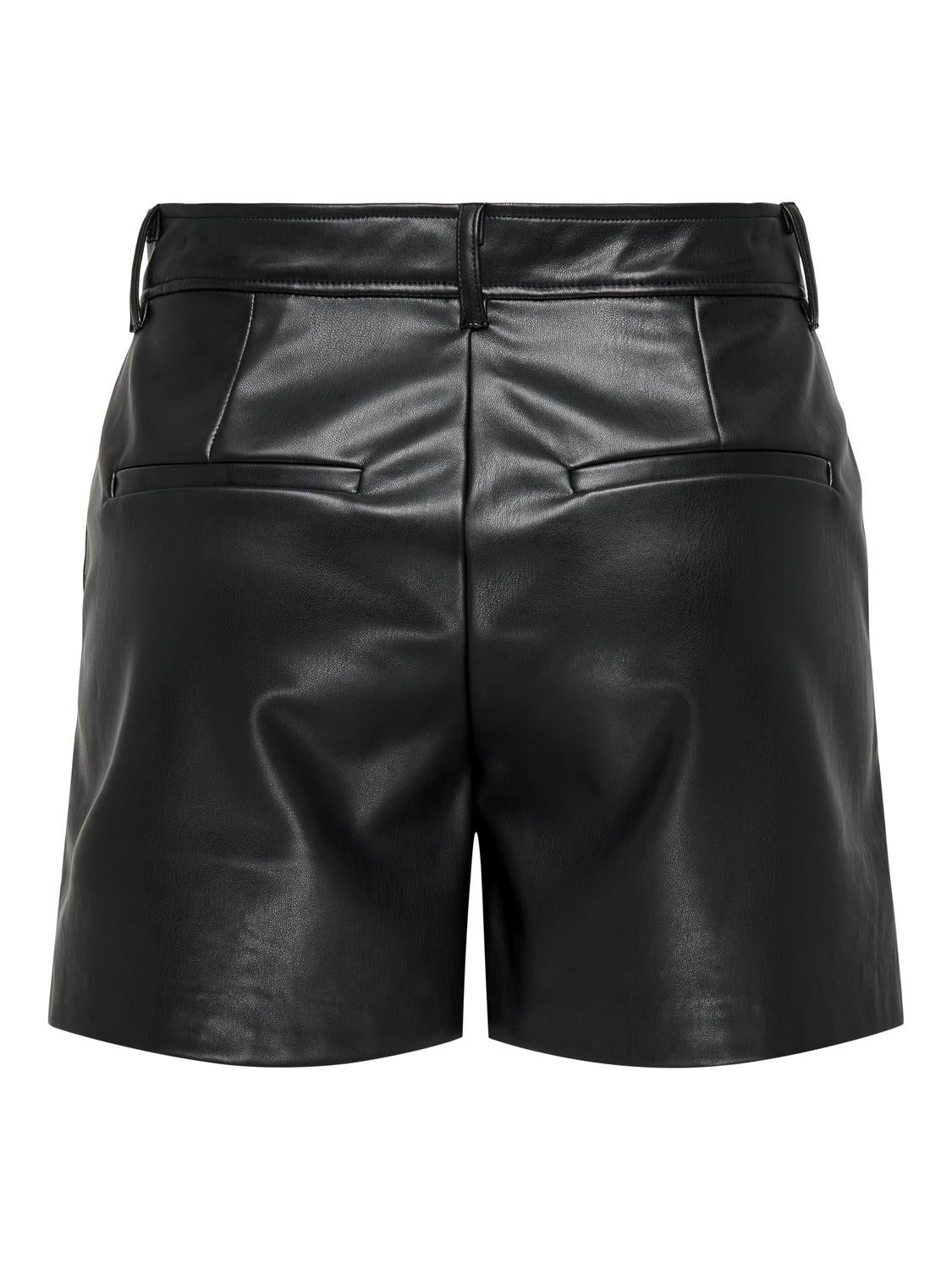ONLIDINA Hohe Taille Normal geschnitten Kunstledershorts Black