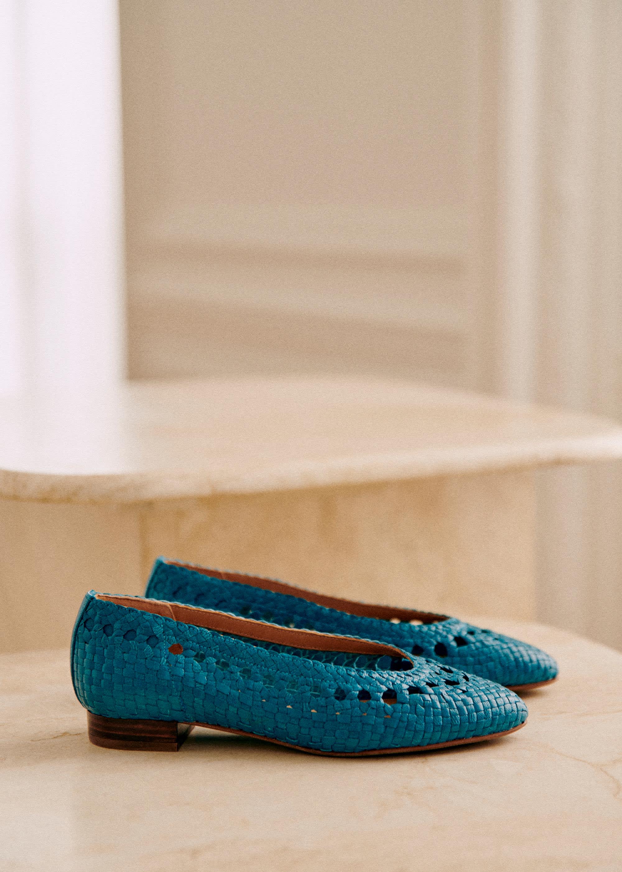 Ballerines Low Anya - Bleu turquoise lisse tressé - SOULIERS/SOULIERS Babies 5906248