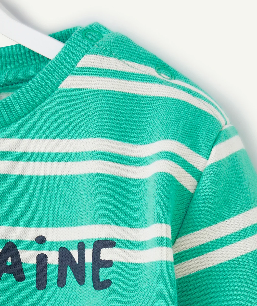 SWEAT BÉBÉ GARÇON EN FIBRES RECYCLÉES IMPRIMÉ RAYURES THÈME CAPITAINE CÂLIN