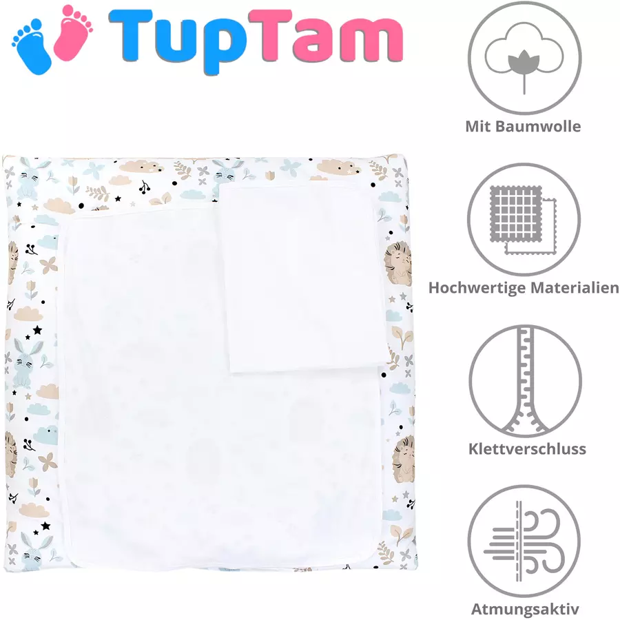 TupTam Baby Wickelauflage inkl. 2 Frotteebezügen blauweiß
