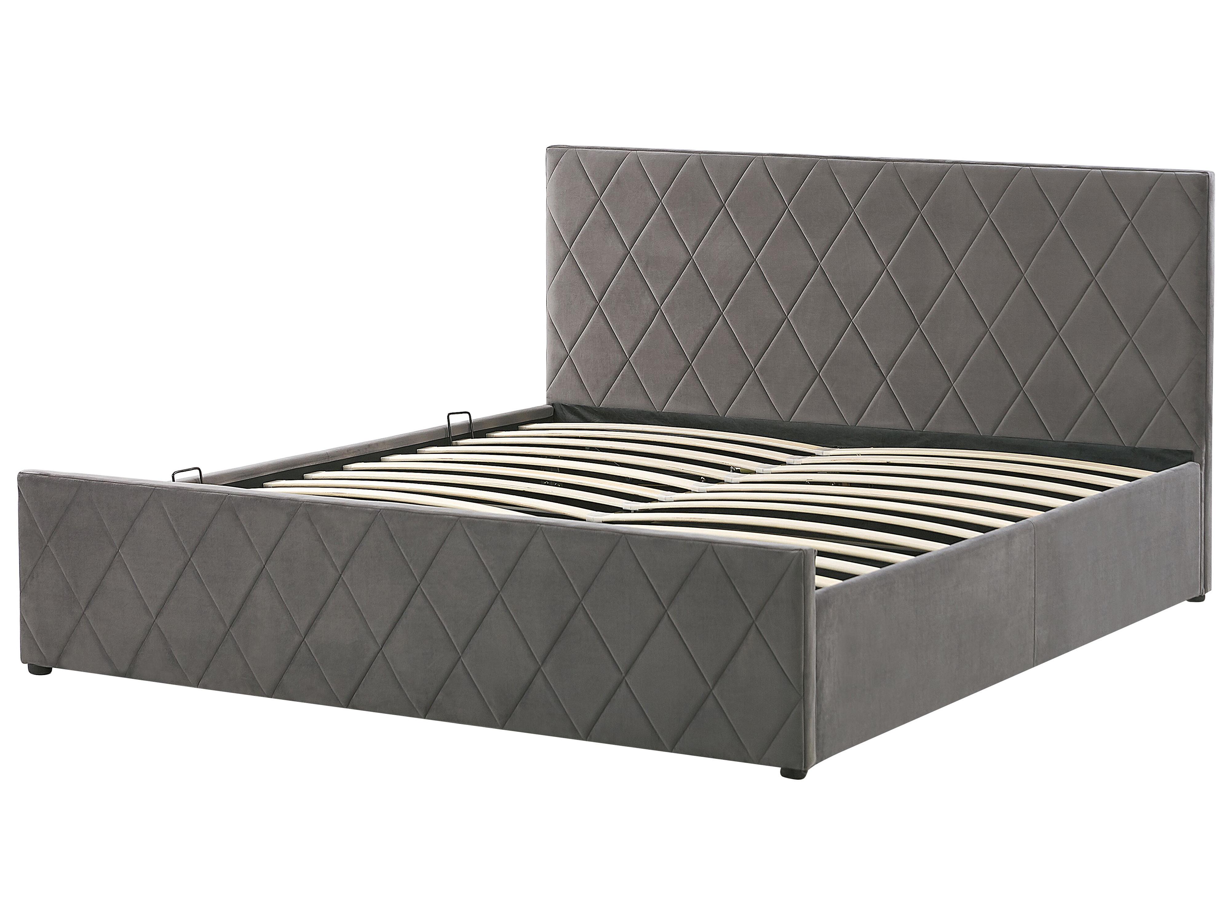 Bed met opbergruimte Fluweel ROCHEFORT 180 x 200 cm Grijs