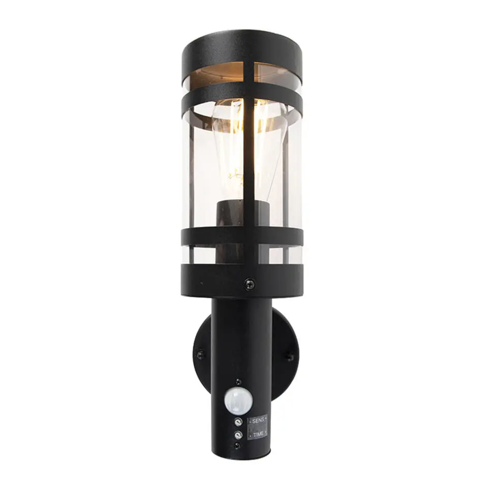 Qazqa buitenlampen met sensor gleam zwart e27