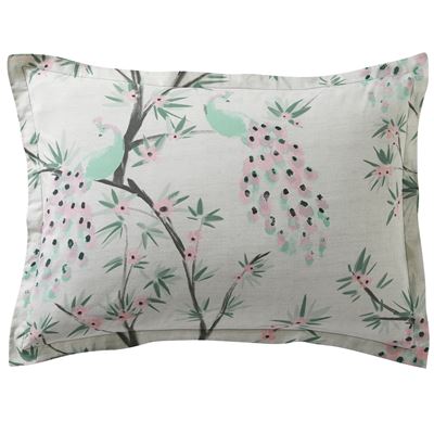 Linge de lit motif paons et feuillage - BECQUET CRÉATION