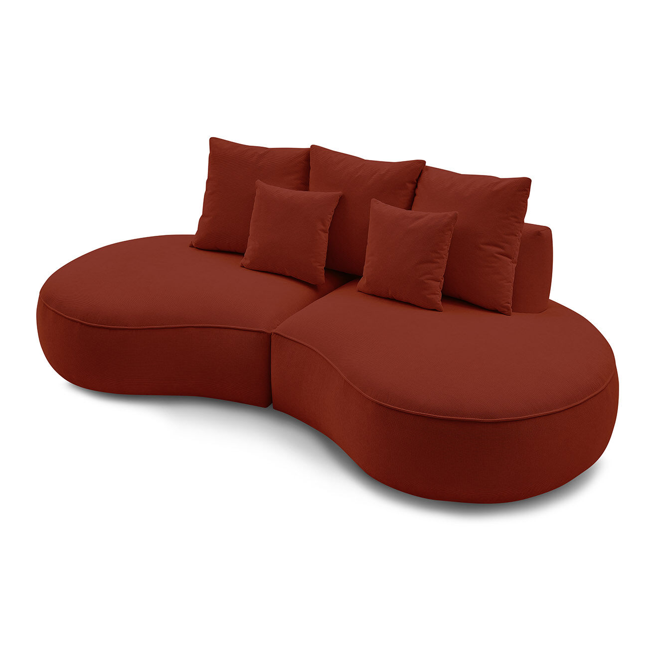 Bobochic Canapé droit fixe 3 places saint-germain tissu texturé rouge - 260x145x92 cm