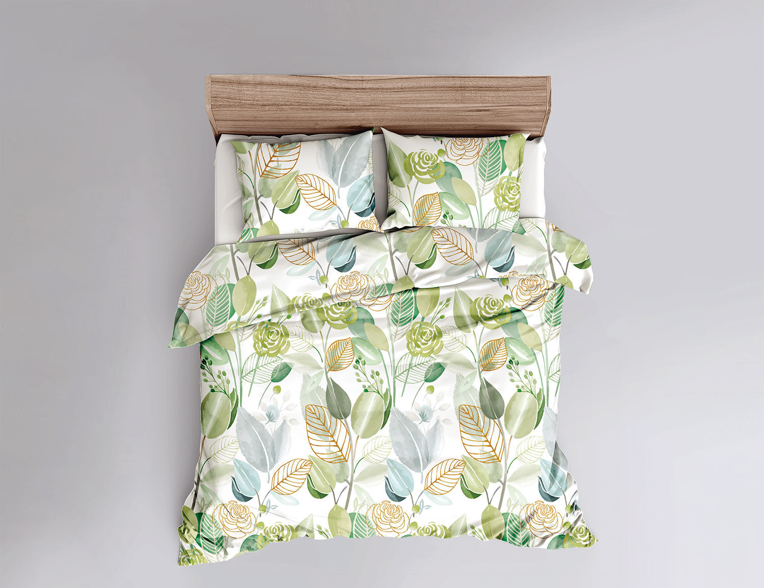Bettwäsche mit kunstvollem Blumen- Blätterprint