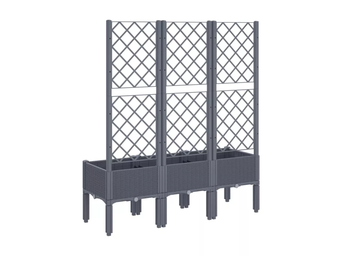Jardinière bac lit surélevé grise 120 x 40 x 142 cm 02_0038239
