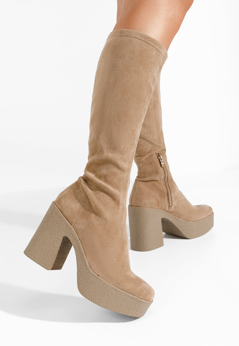 Bottes à talon carré kaki Minella