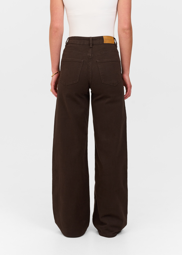Wide leg stretch jeans deep choco