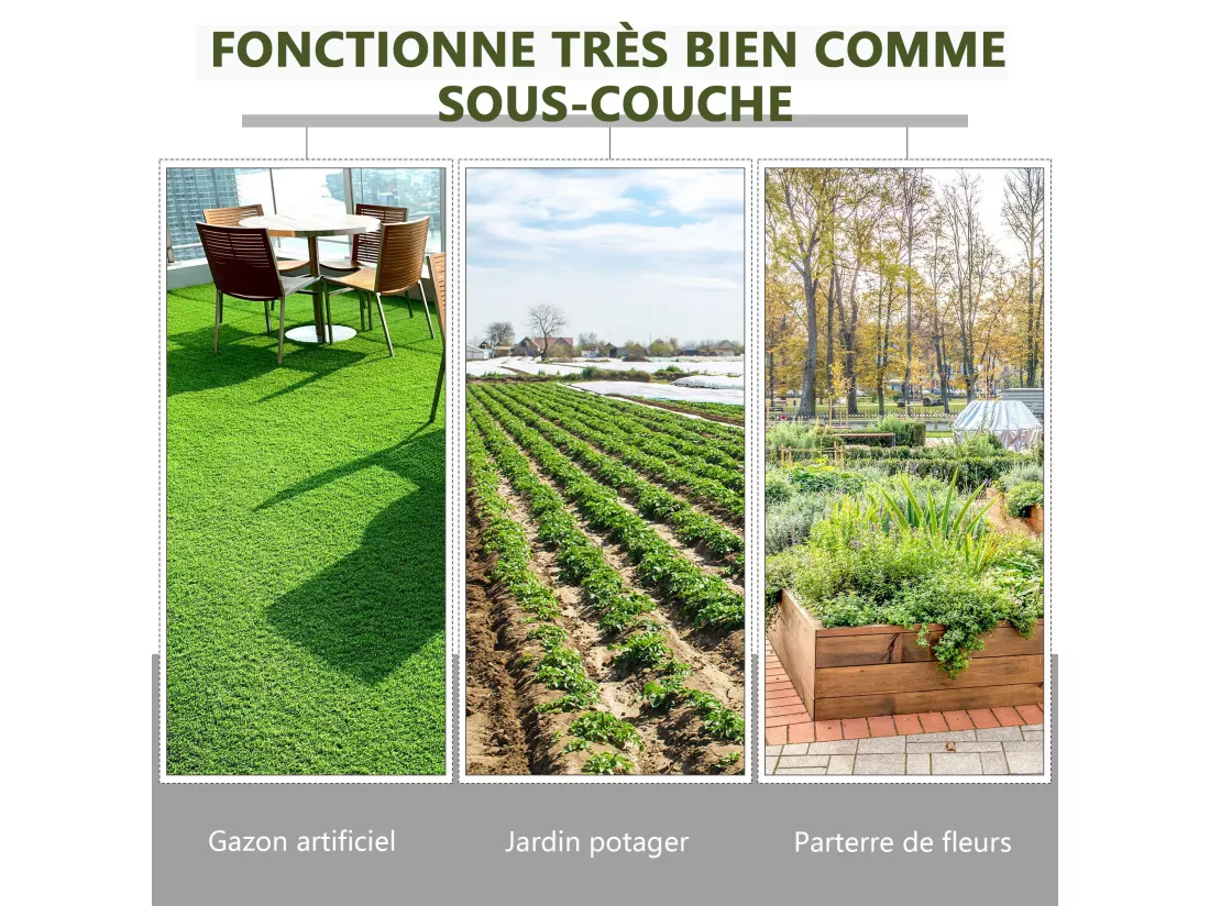 Toile de paillage - toile anti mauvaises herbes 130 g/m² - indéchirable perméable à l'eau anti UV - PP noir vert