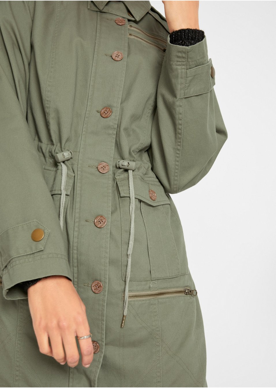 Parka coton style utility, mi-longue