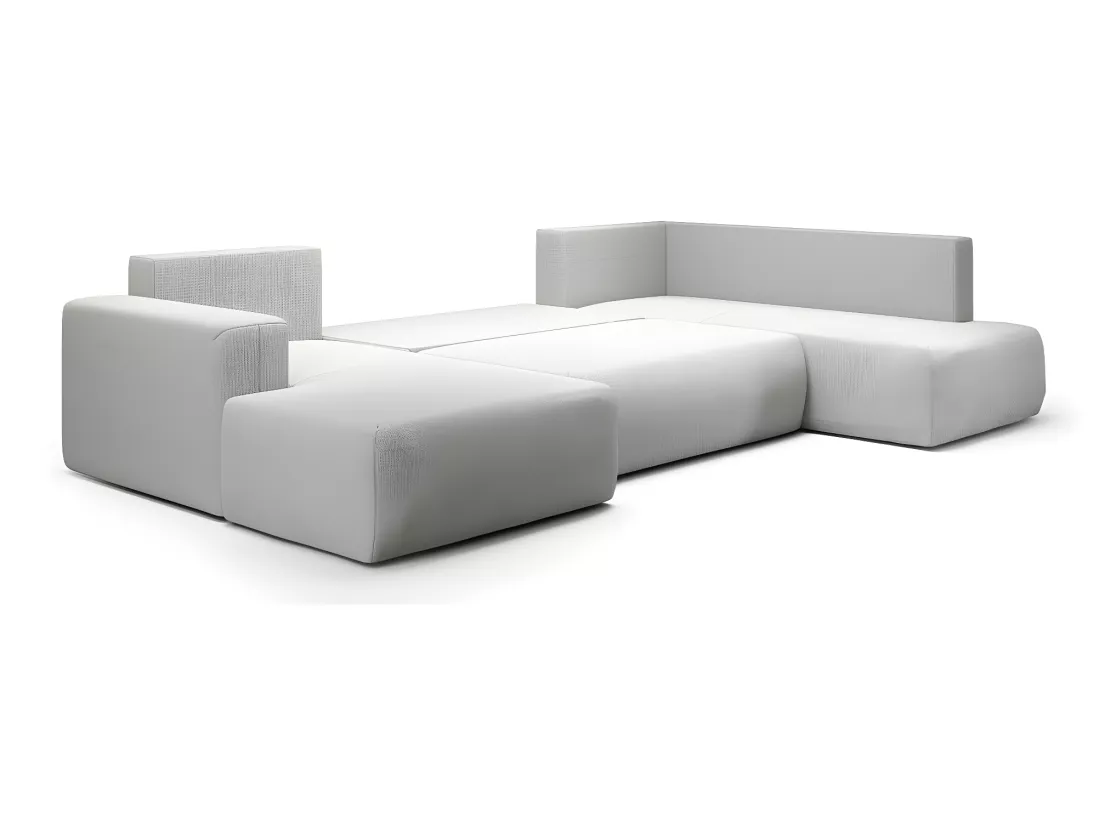 Canapé U 5 places convertible coffre Bliss Gris clair