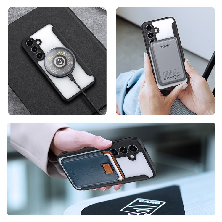 Samsung Galaxy S24  Plus Hybrid Leder Tasche   Kunststoff Rückseite - Schwarz / Transparent
