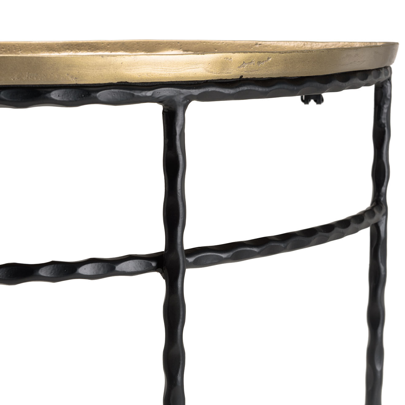 Macabane Console demi-lune pieds torsadés Jonas doré/noir - 91x36x80 cm