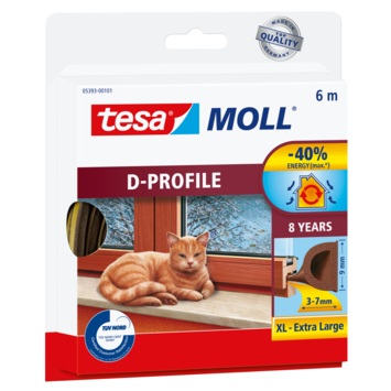 Tesa Tochtband D-profiel zelfklevend bruin 6m