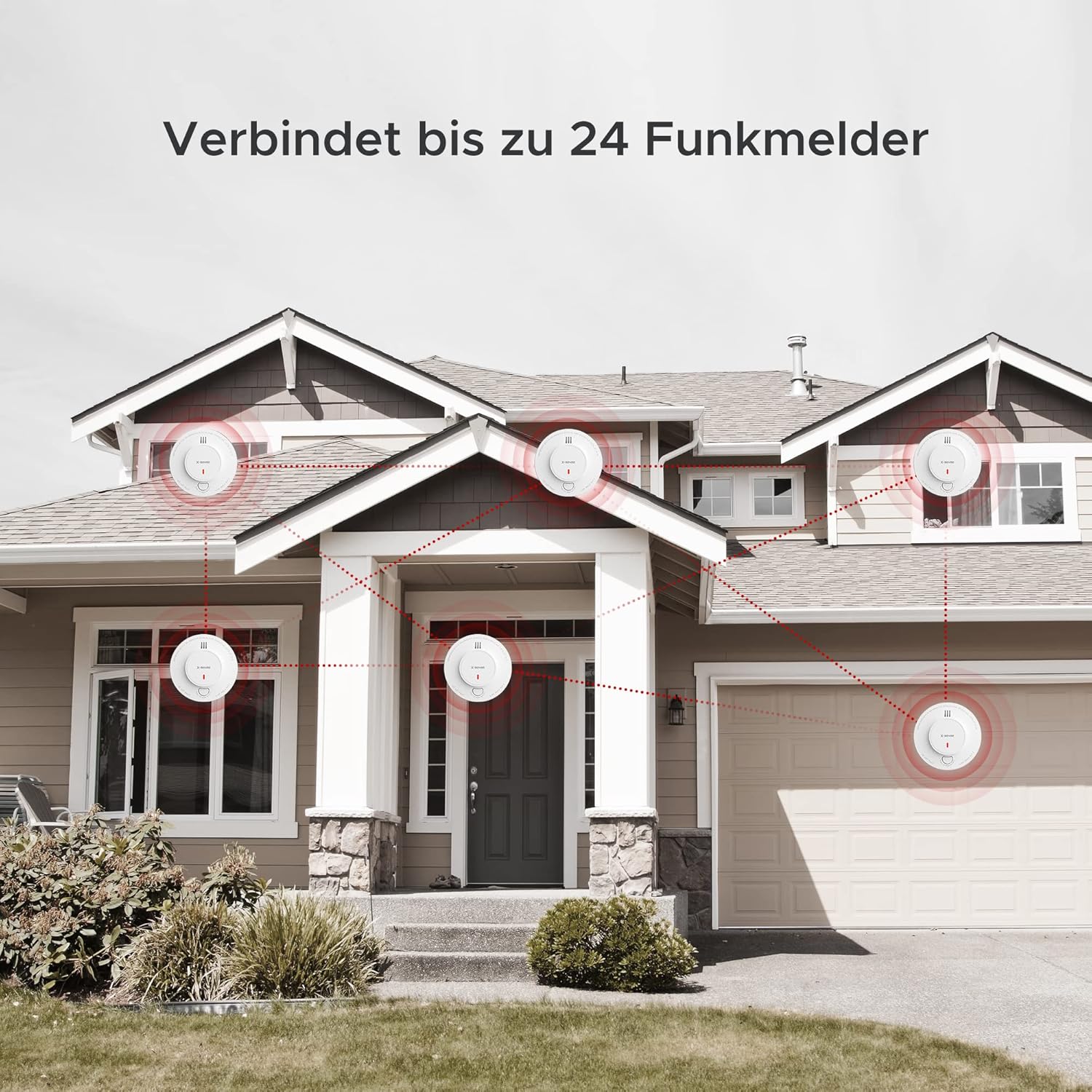 X-Sense Vernetzter Rauchmelder mit 10 Jahre Batterie, Feuermelder mit Stummschaltung, entspricht EN 14604 Standard, SD19-W, 6er Set