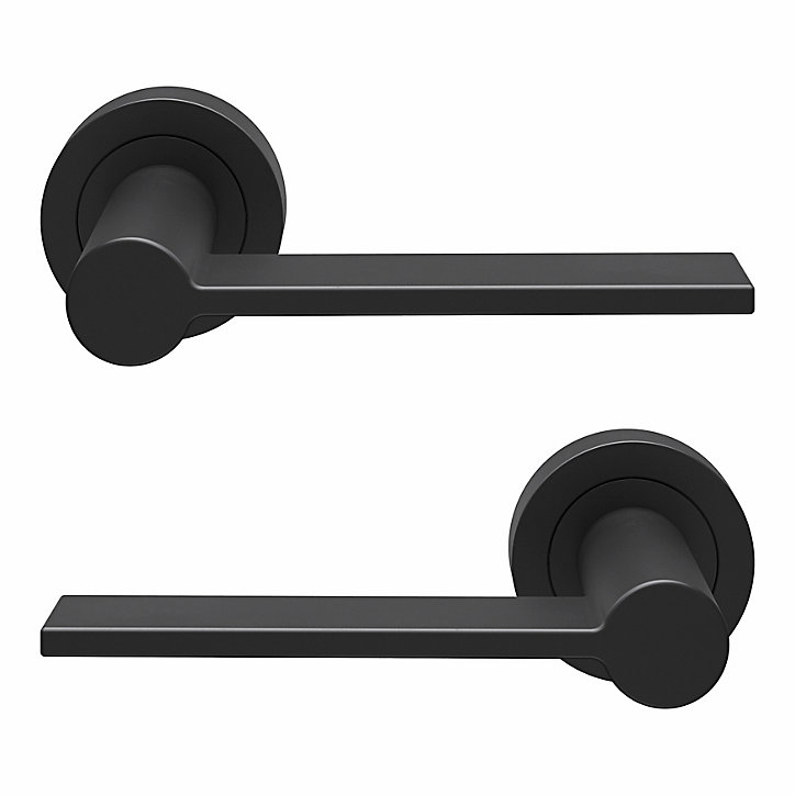 Ensemble poignée sur rosace Droit à visser GoodHome Dotz mat noir Ø52mm