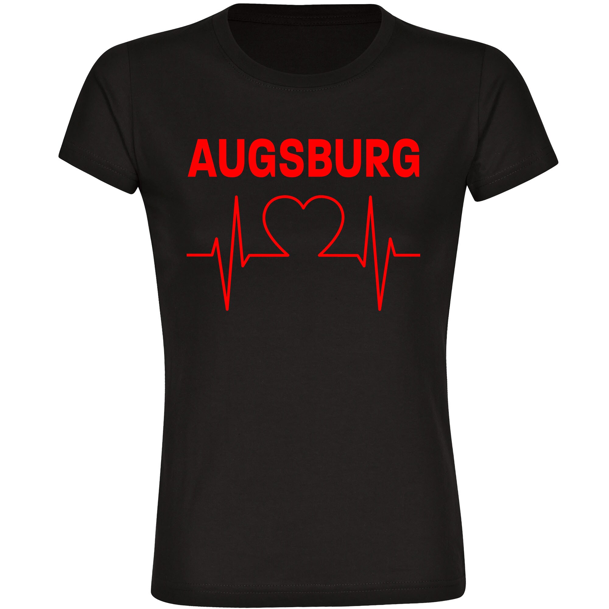 multifanshop® Damen T-Shirt - Augsburg - Herzschlag - Druck rot