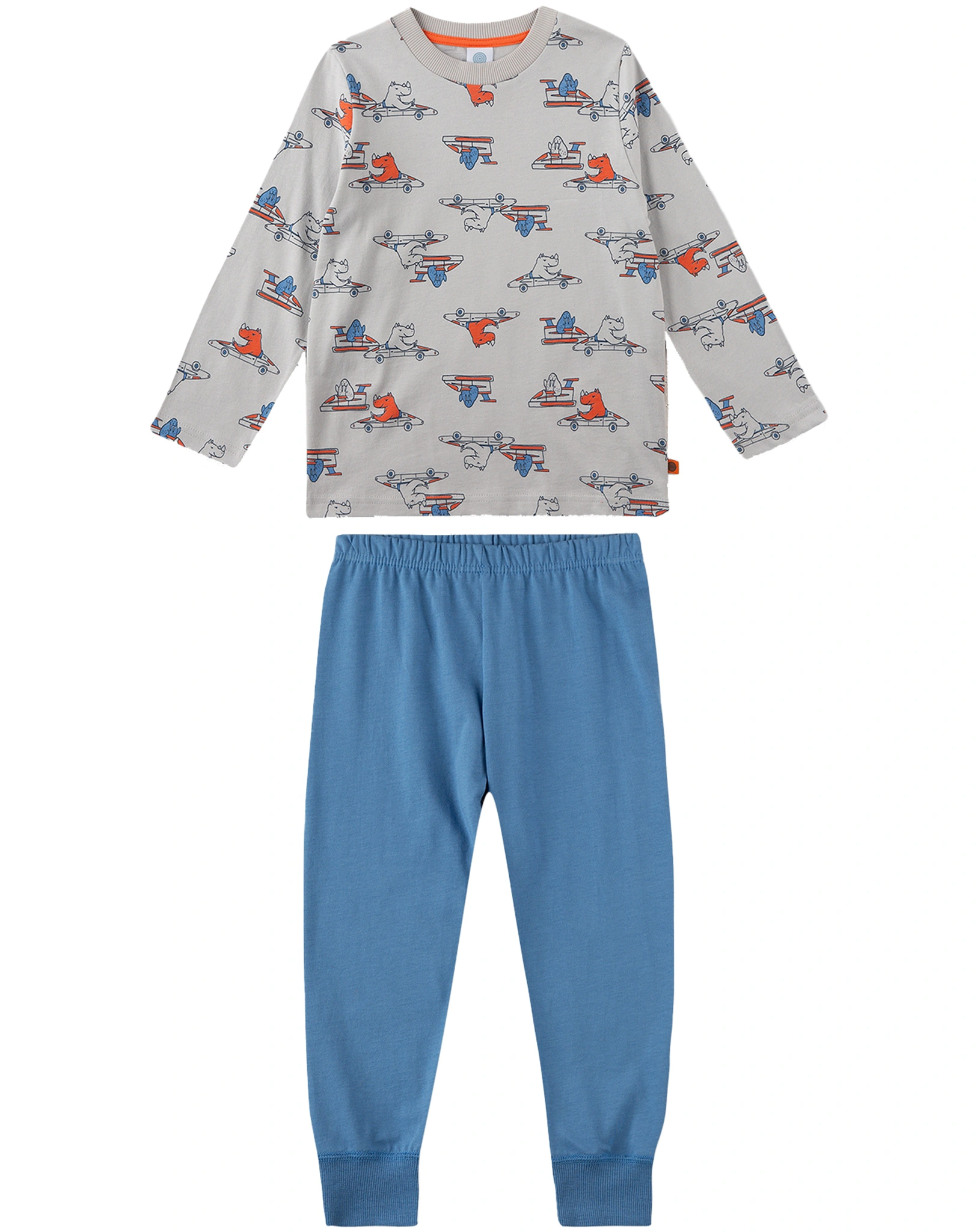 Schlafanzug ANIMAL RACE lang in light grey