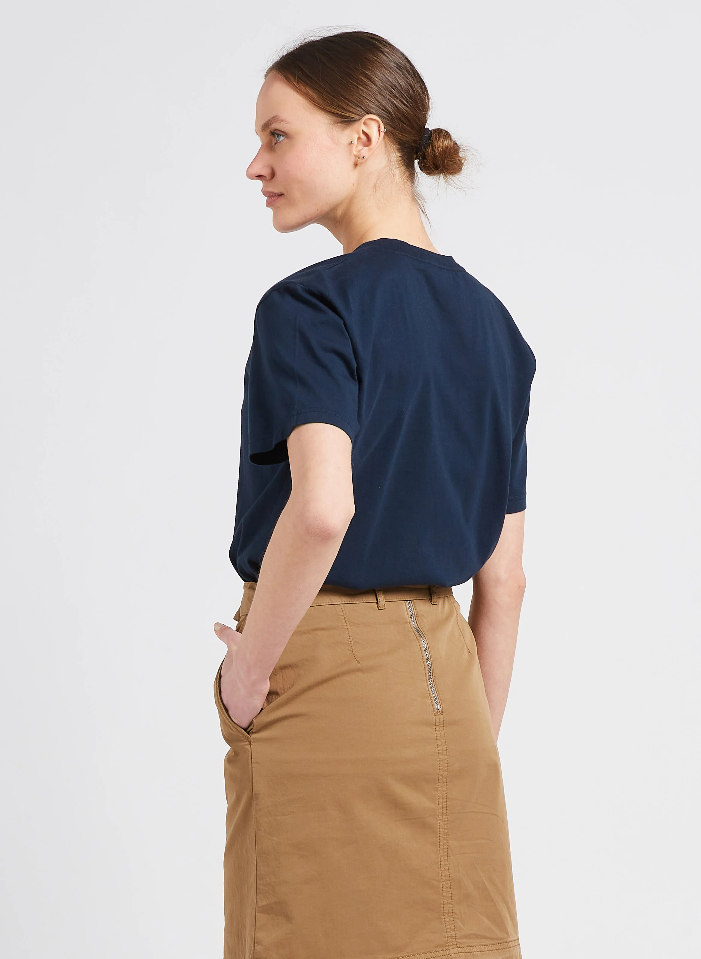 T-shirt col rond en coton biologique | Bleu