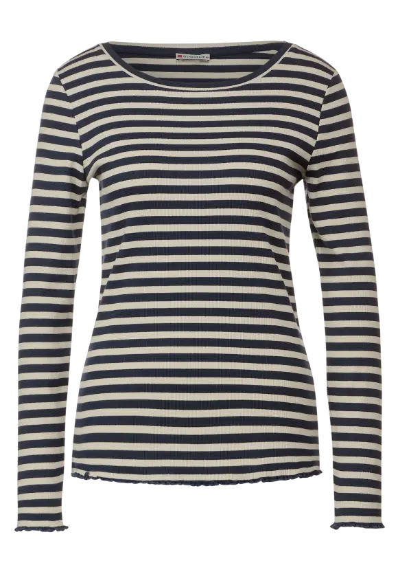 Gestreiftes Rippshirt - deep blue