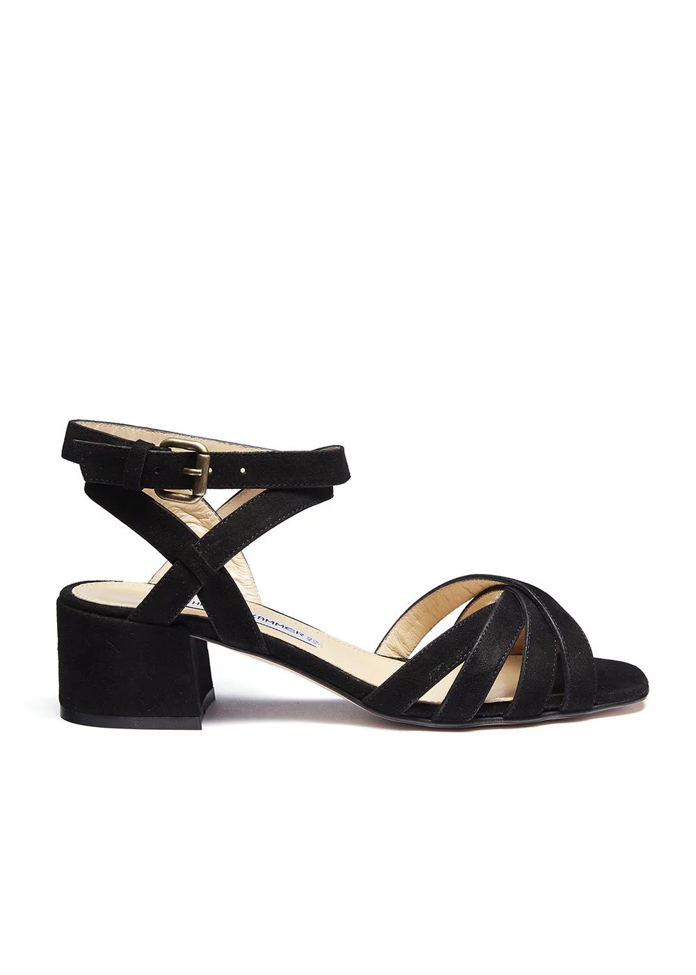 SANDALE BRIDE CHEVILLE VELOURS NOIR