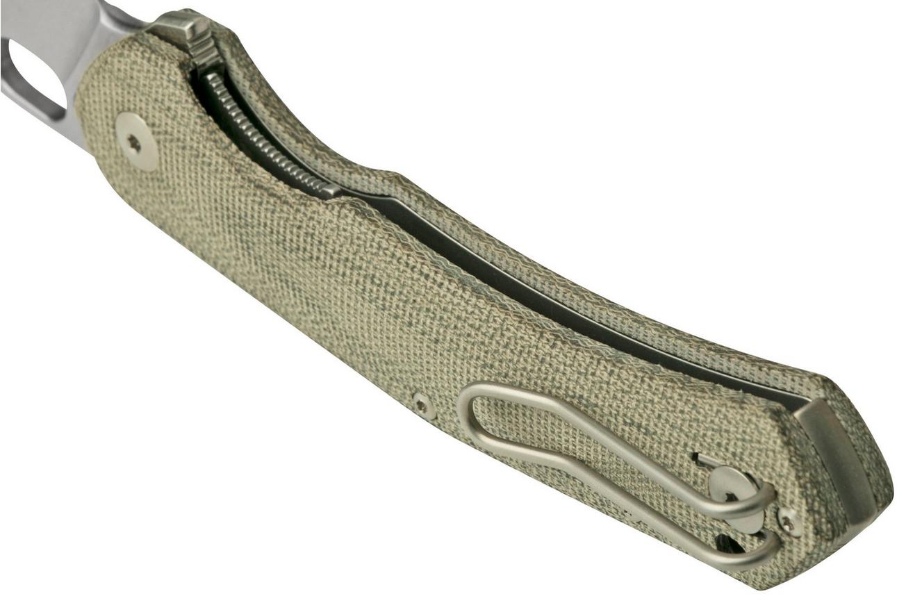 GiantMouse ACE Jutland Green Canvas Micarta zakmes, Ansø en Voxnaes design