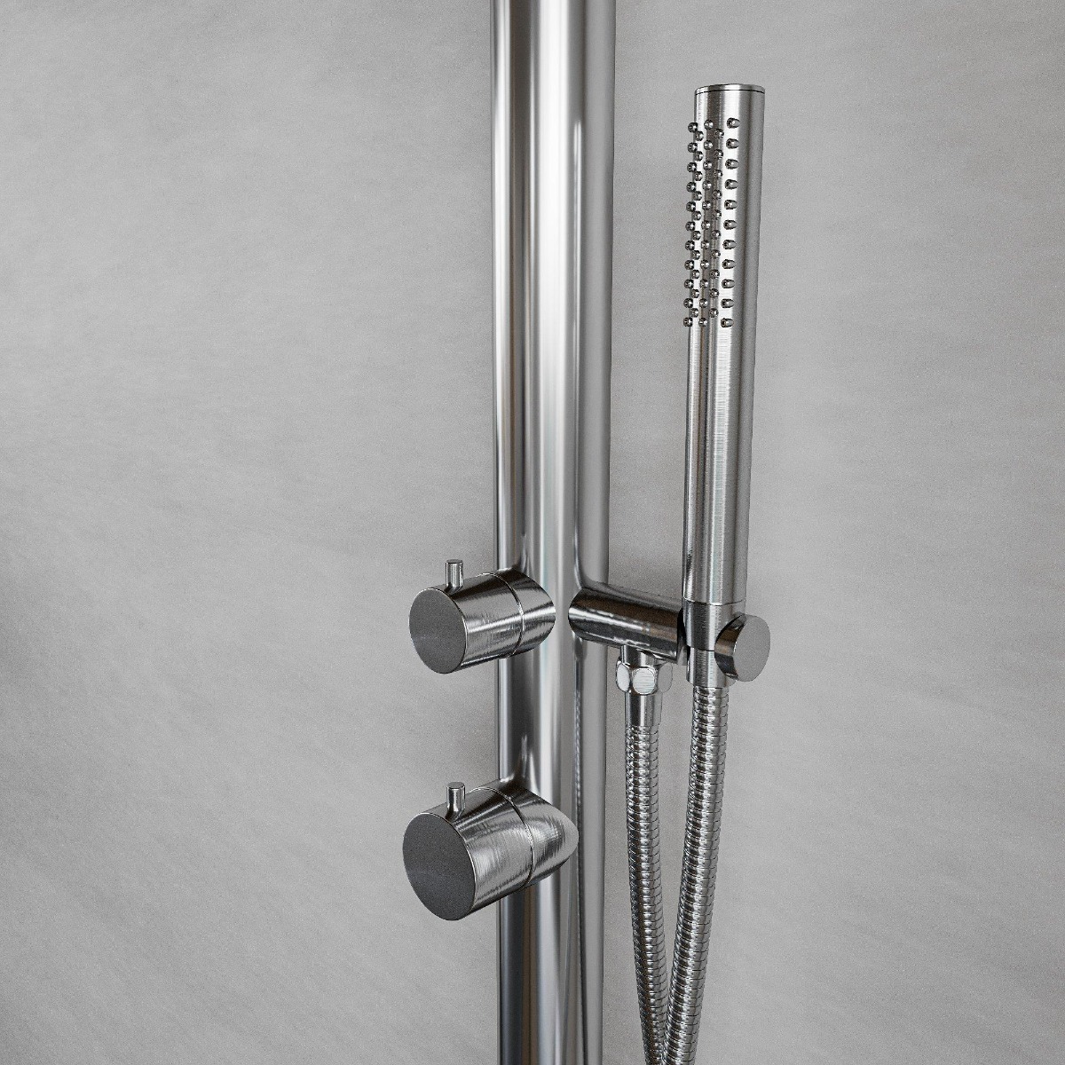 FortiFura Outdoor Original buitendouche met handdouche geborsteld RVS