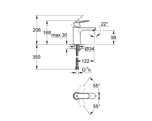 GROHE EUROSMART COSMOPOLITAN wastafelmengkraan, chroom 23327000
