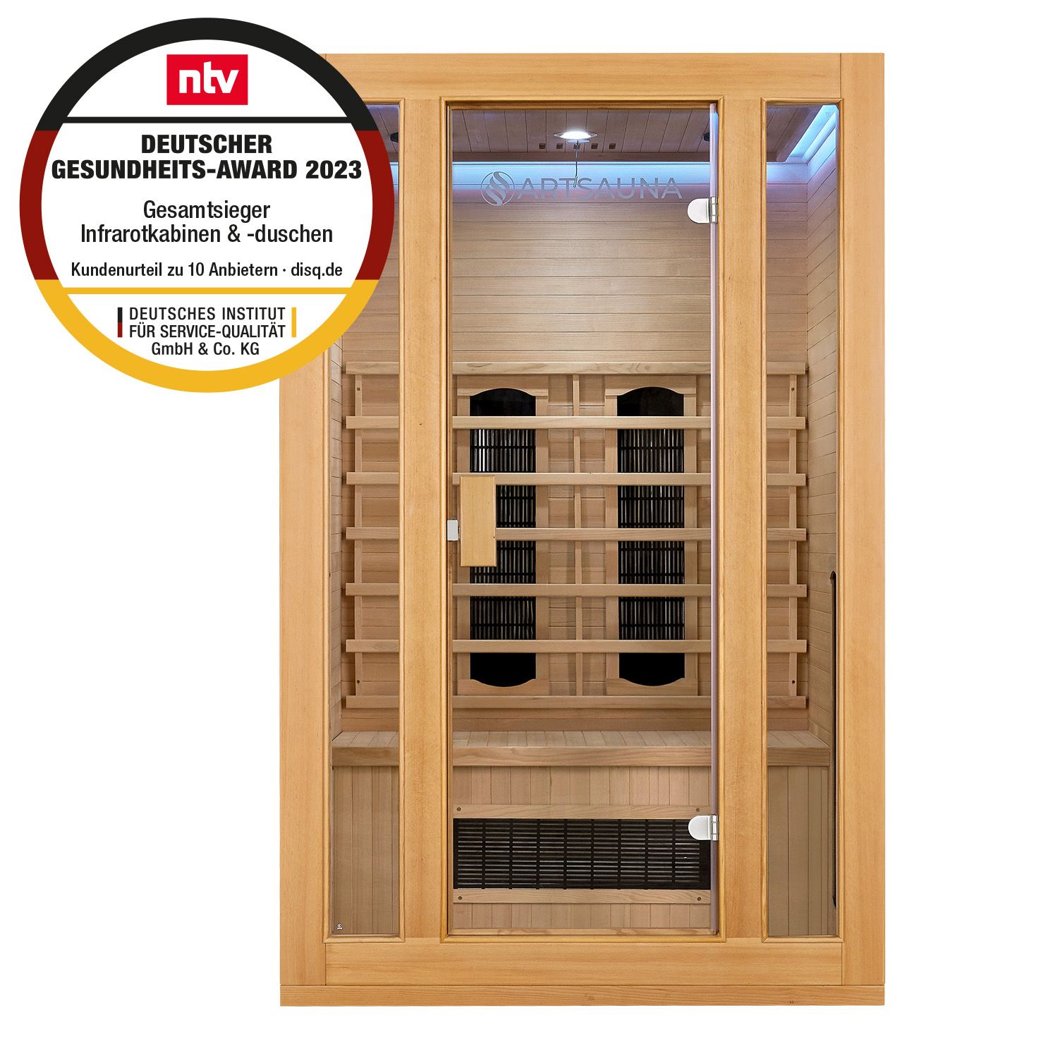 Infrarotkabine Nyborg S120K – Infrarotsauna 2 Personen –LED-Farblicht, 5 Keramik- 1 Flächenstrahler