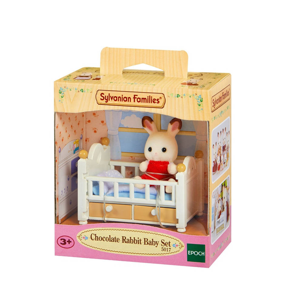 Sylvanian Families set baby Chocoladekonijn met babybedje 5017