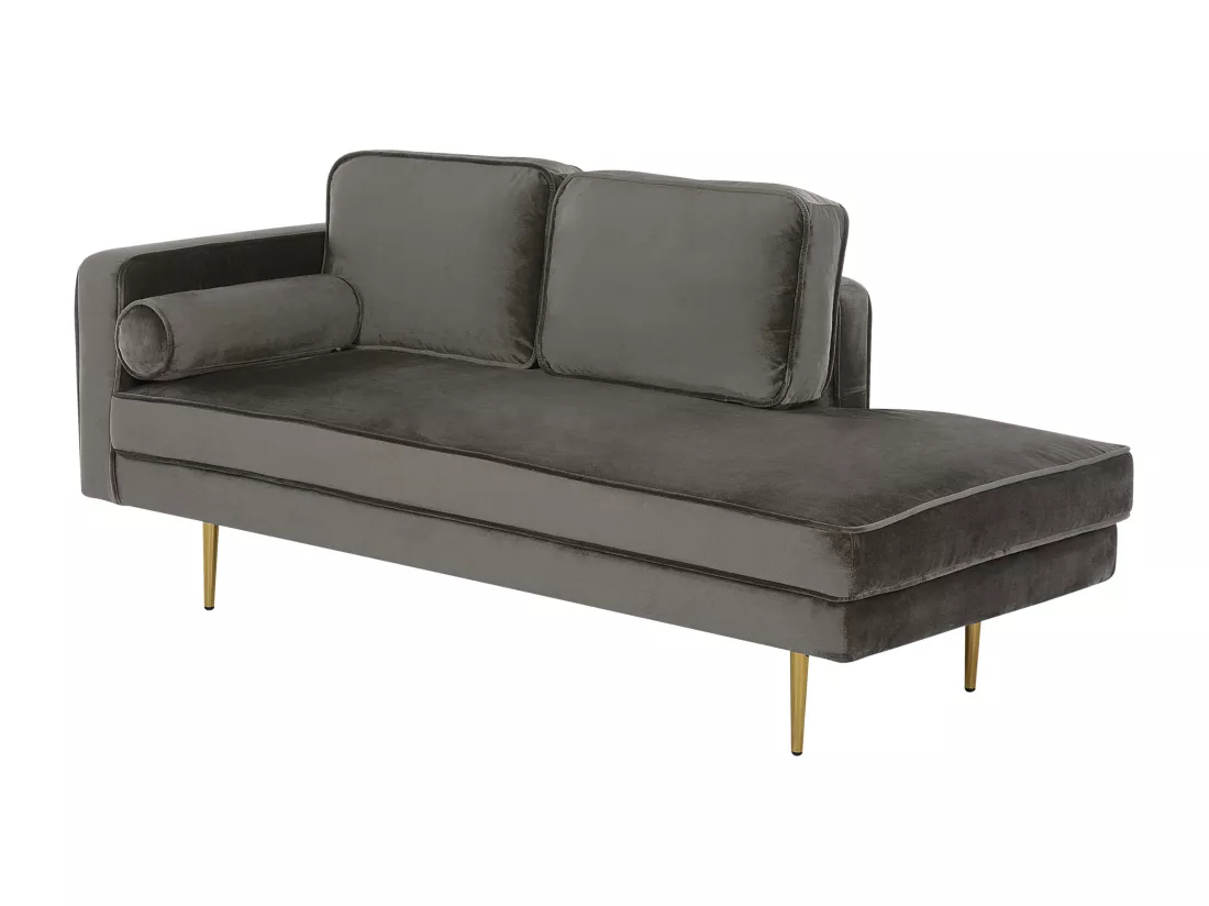 Méridienne en velours gris taupe côté droite MIRAMAS