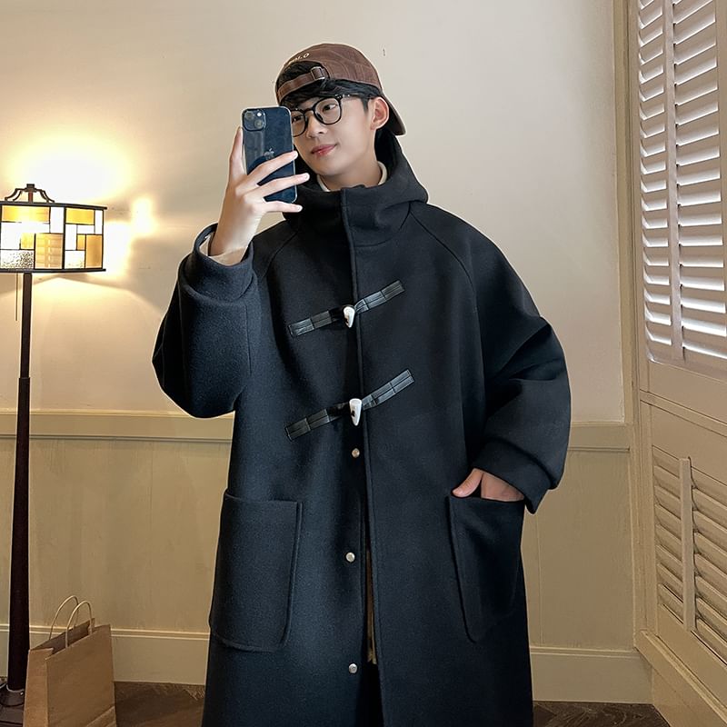 Orungeetun - Wollen trenchcoat met lange mouwen en tuimelschakelaar