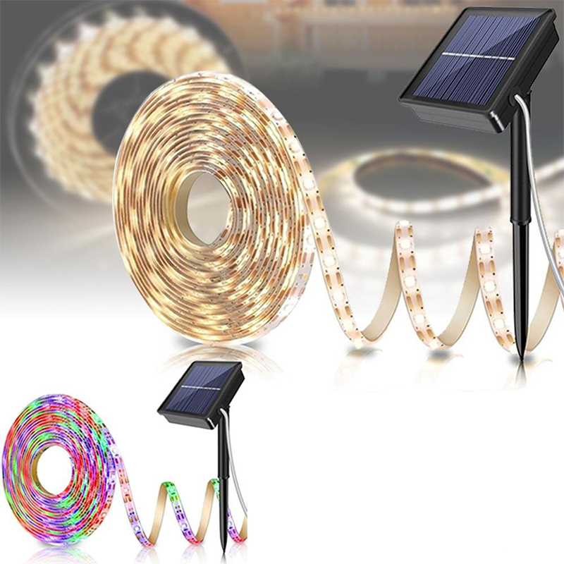 (3m) 180 LED's Solar Lichterkette Outdoor Leuchtstreifen Wegbeleuchtung Lichter Band mit Dämmerungssensor (IP65) - Bunt
