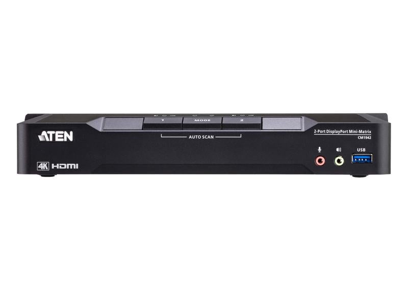 Aten KVM Switch CM1942 DisplayPort, 4K 60Hz 2-Port 4K DisplayPort Dual Display Mini-Matrix Boundless KVM-Switch