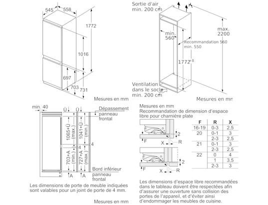 SIEMENS - Réfrigérateur congélateur encastrable KI 86 SA DE0
