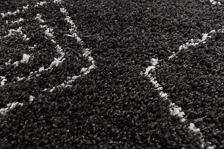 Tapis Shaggy Coltrane motif Berbère L. 160 x l. 230 x ep. 3 cm noir GoodHome