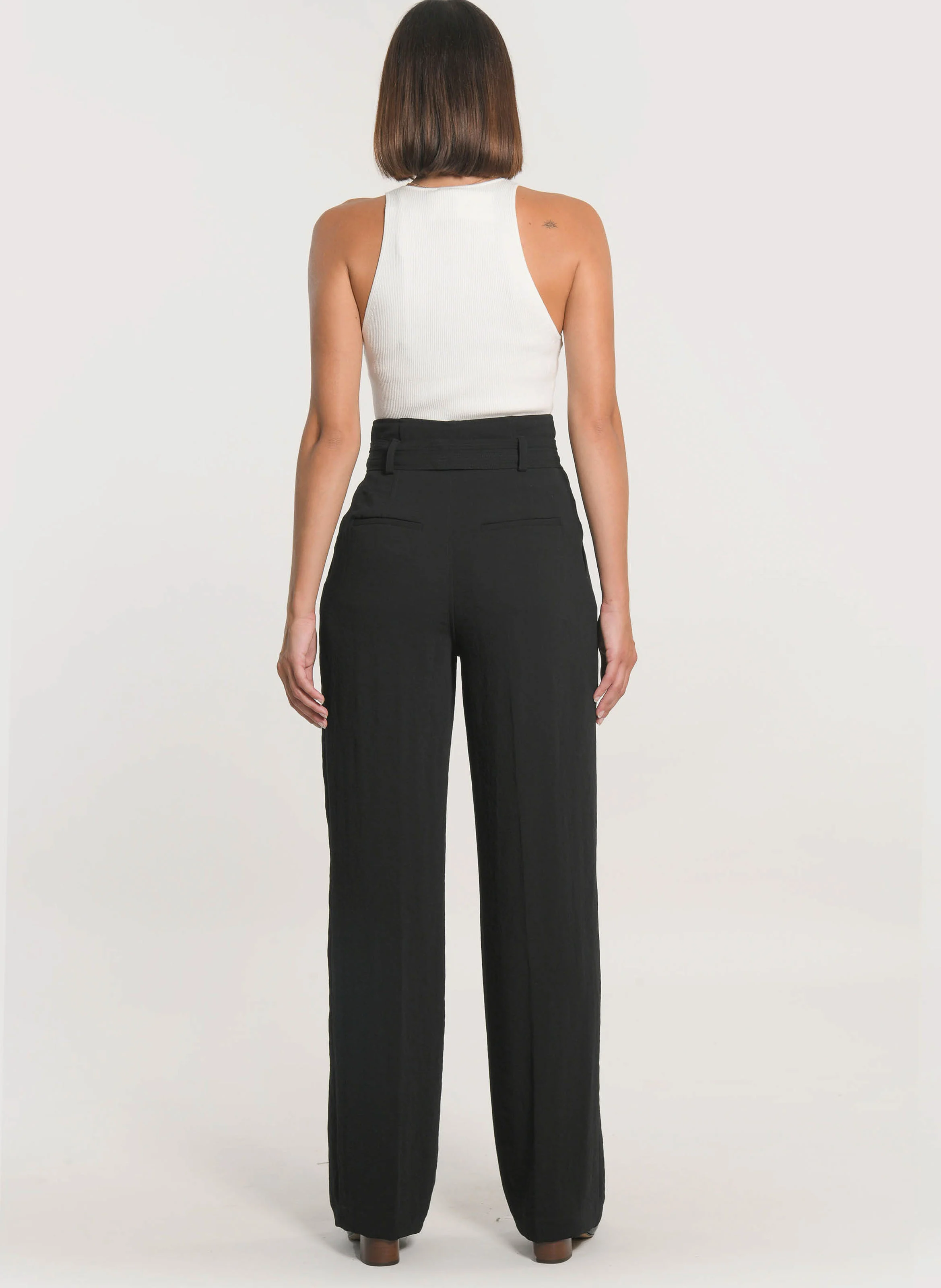 MIKA - Pantalon droit taille haute | Noir
