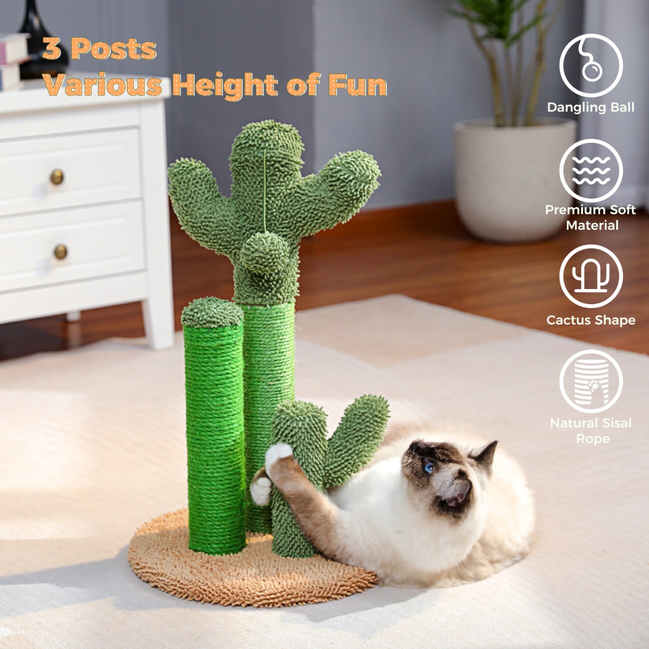 Pawz Road Kaktus Kratzbaum Kreativ 33 cm, 33 cm, 53 cm