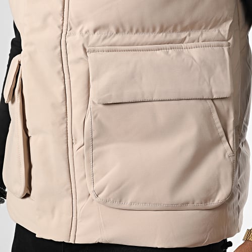 Doudoune Capuche Sans Manches Beige
