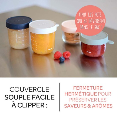 Coffret 4 portions verre Bleu/Jaune - BEABA