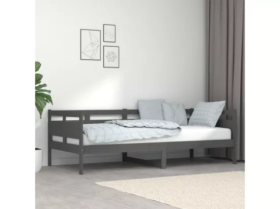 Lit de jour gris bois de pin massif 90x200 cm