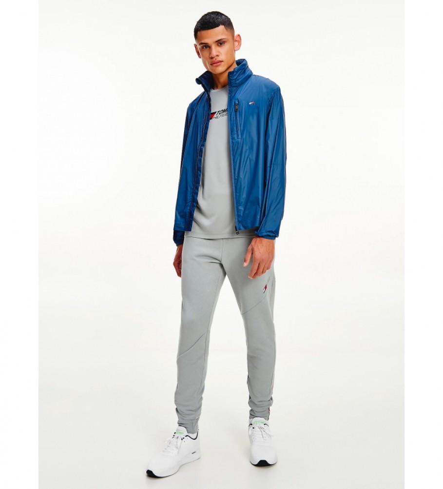 Jaqueta corta-vento dobrável com zíper frontal Tommy Hilfiger azul